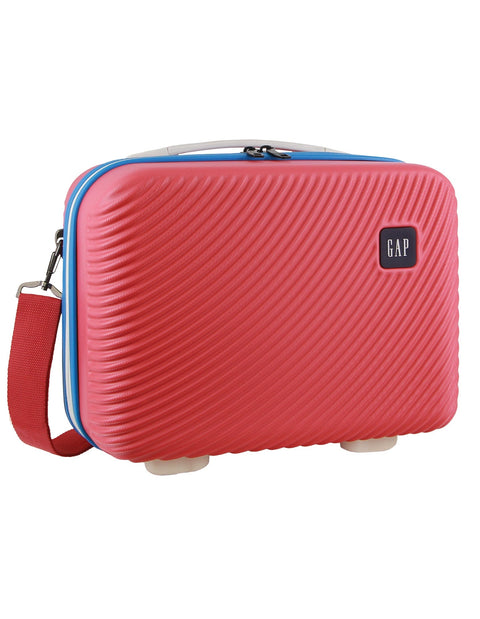 GAP Stripe Hard-Shell Mini Travel Crossbody Bag w/ Zip Pocket 27cm Coral