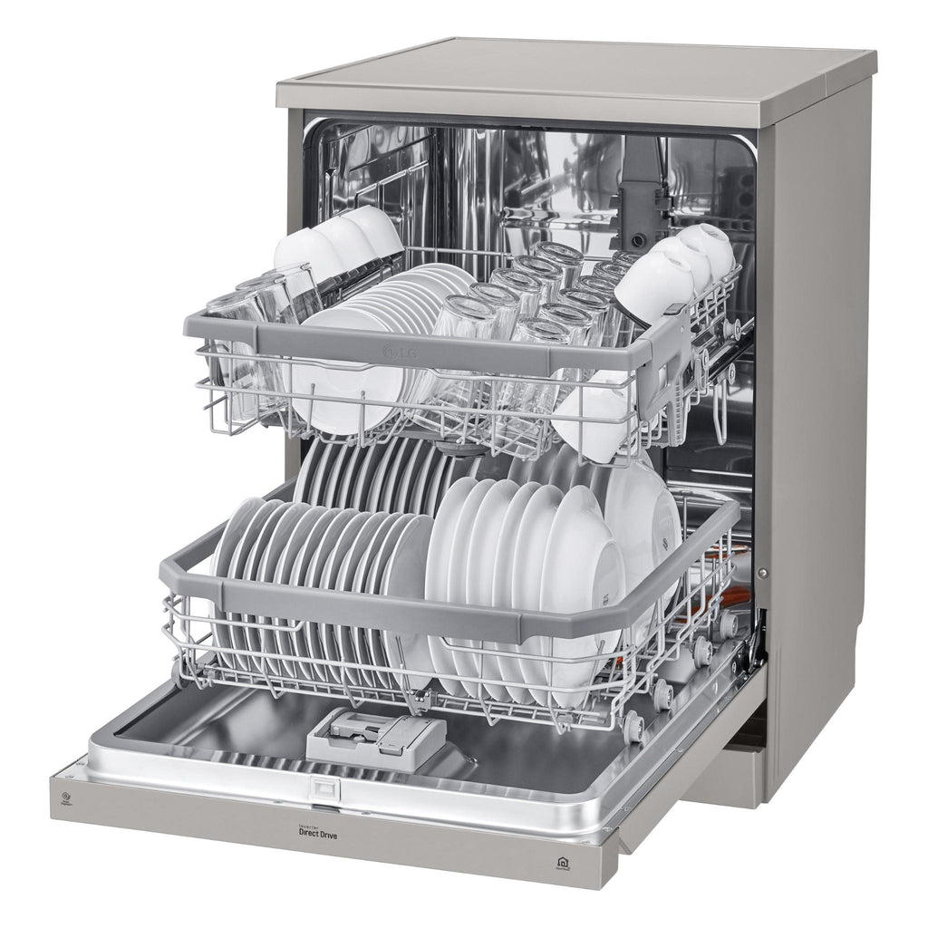 LG XD4B24PS TrueSteam 14 Place Setting Dishwasher (Platinum Steel) JB HiFi