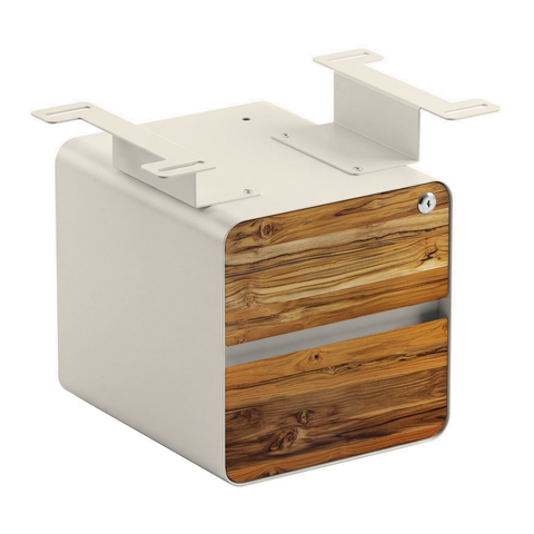 Desky Minimal Under Desk Cabinet - Teak Hardwood / Wheat