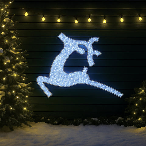 Lexi Lighting 2D 1.2M Mesh Flying Reindeer with twinkle LED - White