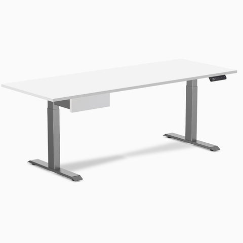 Desky Single Standing Desk With Drawer - White / 2000x750mm / Space Grey