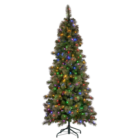 Christabelle 7.5ft Slim Gold Glitter Christmas Tree with LED Lights