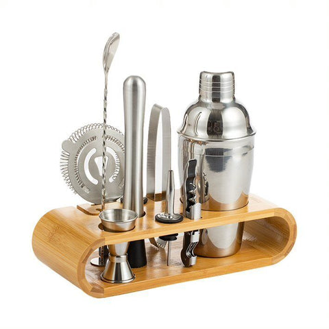BOOC 9-Piece Cocktail Shaker Set Bartender Kit with Stand