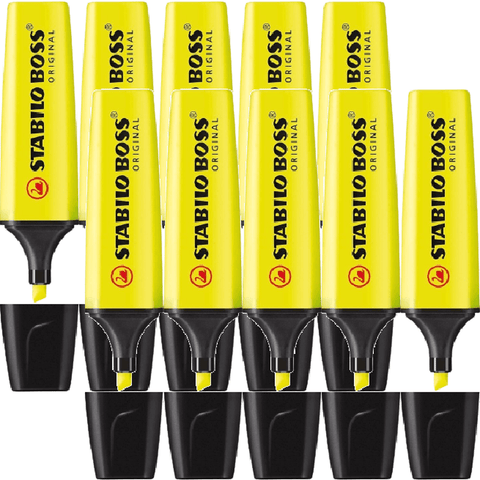 Stabilo Box 10 Boss Highlighter Chisel Tip (Yellow)