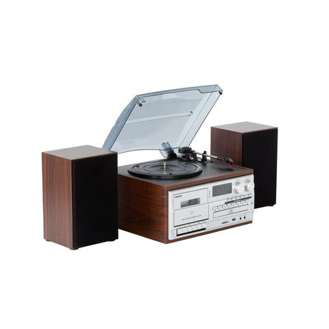 Lenoxx Audio CD/Cassette/Vinyl Streaming Player (Brown)