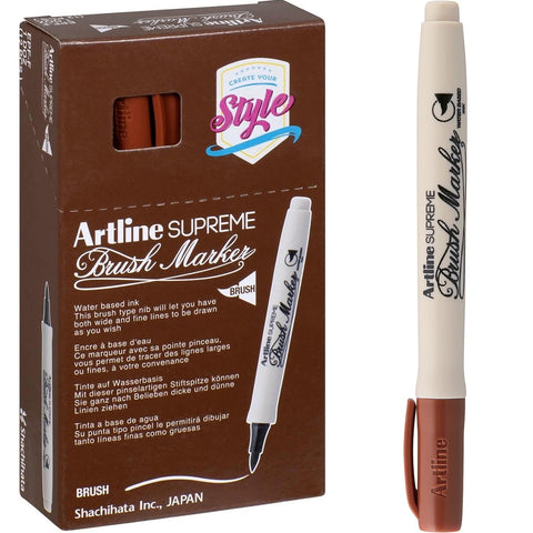Artline Supreme Brush Marker Box of 12 (Brown)
