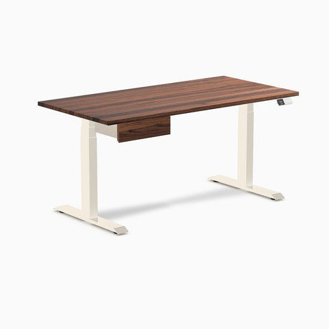 Desky Dual Hardwood Standing Desk With Drawer 150cm Walnut Desktop and Wheat Frame