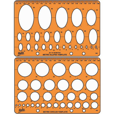 Helix Oval Ellipse Circles Template Stencil Set