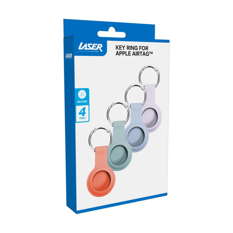 Laser 4-Pieces AirTag Silicone Keyring Soft Pastel Durable Protection Multicolour
