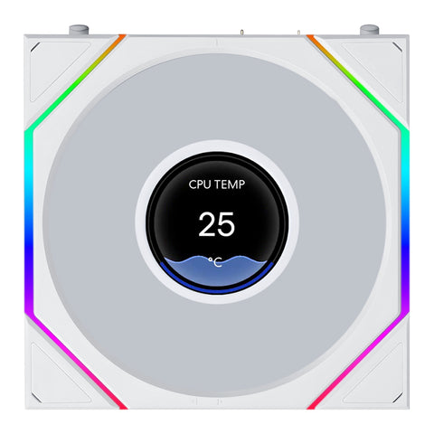 Lian Li Uni Fan TL 1.8in LCD Flex 2.4GHz Wireless 120mm ARGB Fan - White (12TLLCD1F1W)