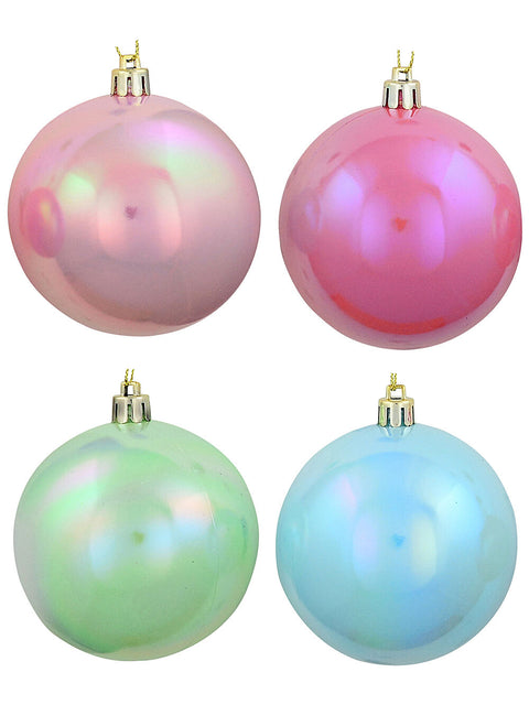 Christmas Warehouse - DECR2665 4x Whimsical Iridescent Pastel Ombre Signature Baubles | 80mm Mixed Pastels