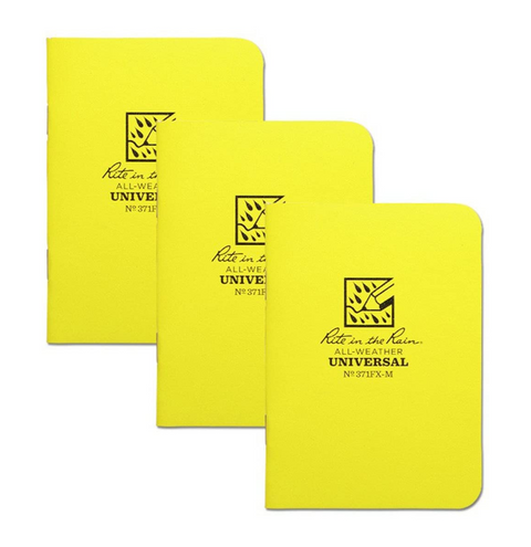 Rite in the Rain | Mini Stapled 3.25 x 4.625 Field Flex Notebook - Universal - 3 Pack - Yellow - 3 Pack
