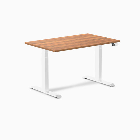Desky Dual Melamine Sit Stand Desk 120cm Prime Oak Desktop and White Frame