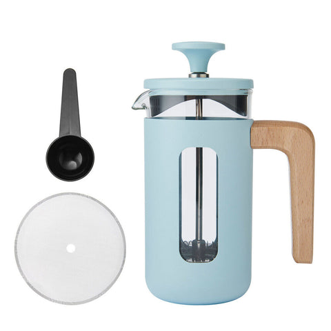 La Cafetiere Pisa 3-Cup Manual Glass Coffee Press Maker (Sky Blue)