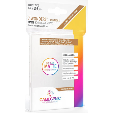 Gamegenic Matte Board Game Sleeves 7 Wonders/Abyss 67mmx103mm 80 Sleeves (Brown)