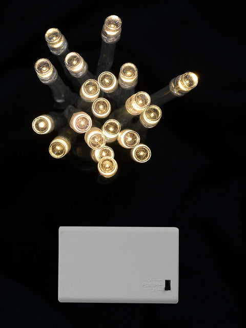 Christmas Warehouse - LITEBA33 20 Warm White LED String Fairy Battery Lights With Static & Flash | 2.3m Warm White