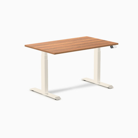 Desky Dual Melamine Sit Stand Desk 120cm Prime Oak Desktop and Wheat Frame