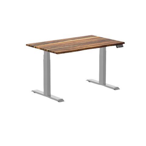 Desky Dual Hardwood Sit Stand Desk 120cm (Pheasantwood Desktop/Grey Frame)