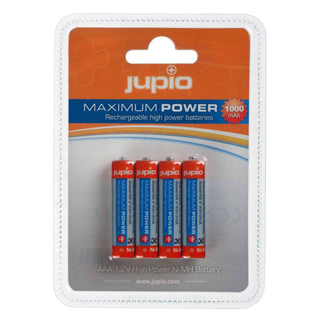 Jupio 4-Pieces Rechargeable AAA 1.2V High-Power Batteries 1000mAh