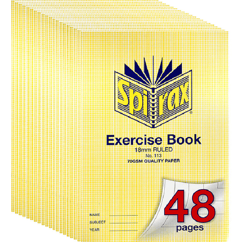 Spirax 113 Exercise Book Ruled 18mm 70gsm 48 Page (A4) [20 Pack]