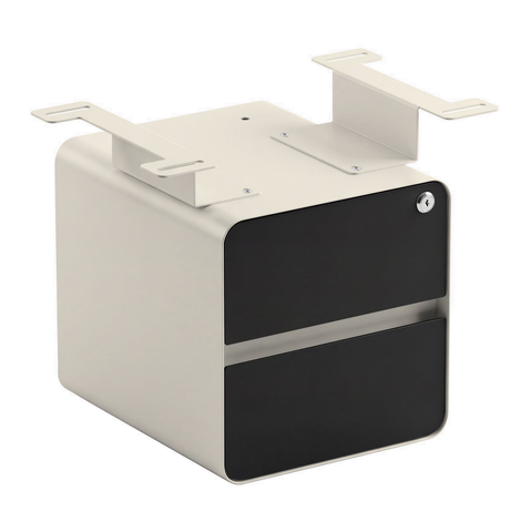 Desky Minimal Under Desk Cabinet - Black Melamine / Wheat