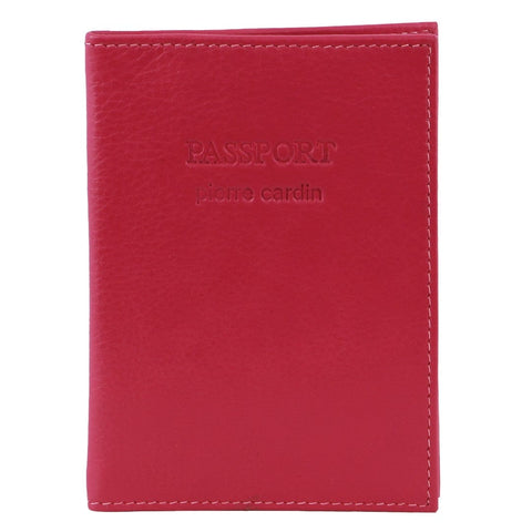 Pierre Cardin Leather Passport Holder/Cover Protected RFID Wallet Fuchsia