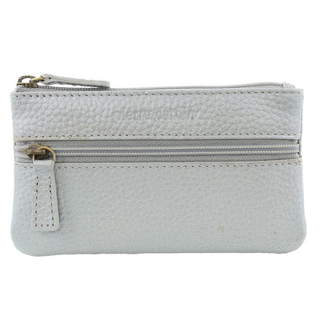 Pierre Cardin Women's Leather Coin Purse/Key Holder Phone Wallet Silver
