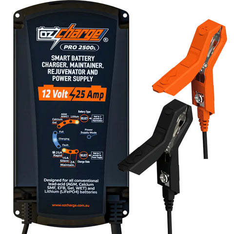 OzCharge PRO2500L 12V 25A Battery Charger and Maintainer Lithium Pro Series