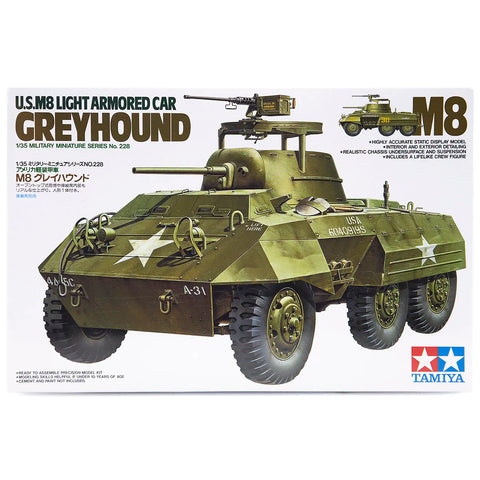 Tamiya 1/35 U.S. M8 Greyhound Light Armoured Car Scaled Plastic Model Kit