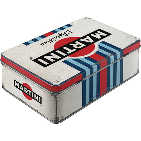 Nostalgic-Art Flat Storage Tin Martini Racing Stripes Matt Finish 23x16x7cm 2.5L