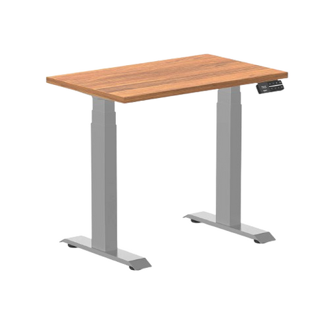 Desky Dual Mini Sit Stand Desk 800x500 Prime Oak Desktop and Grey Frame