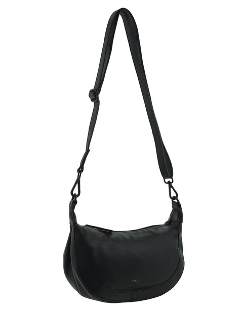 Pierre Cardin Women's Leather Crescent Shoulder Crossbody Bag 31x17xm Black