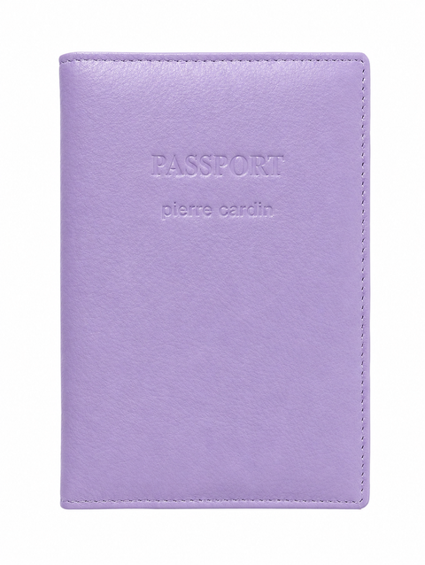 Pierre Cardin Slim Leather Passport Travel Wallet Holder RFID Case Cover - Lilac