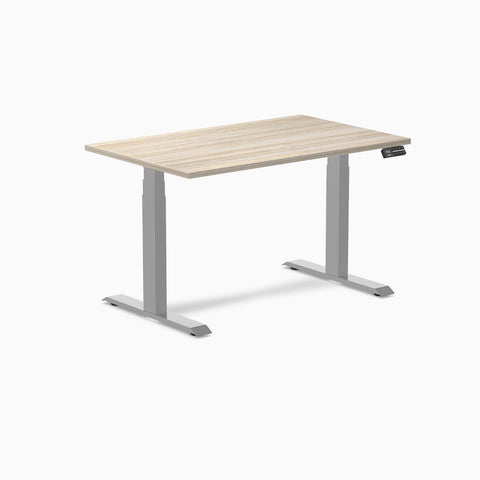 Desky Dual Melamine Sit Stand Desk 120cm Classic Oak Desktop and Grey Frame