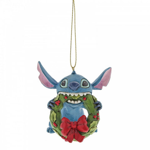 Jim Shore Disney Traditions - Lilo and Stitch - Stitch with Wreath Hanging Ornament