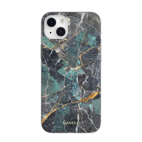 Mageasy Marble Case iPhone 14 Pro - Emerald Blue