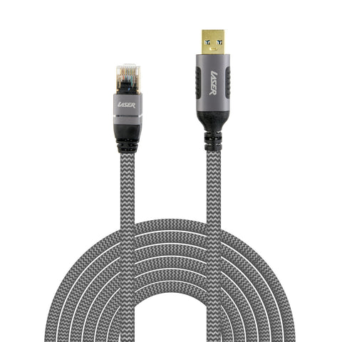 Laser USB-A to RJ45 Male Cable 2m (Grey)