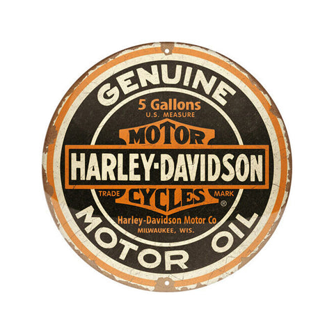 Nostalgic-Art Round Vintage Harley-Davidson Metal Sign Plaque 35x35x0.5cm