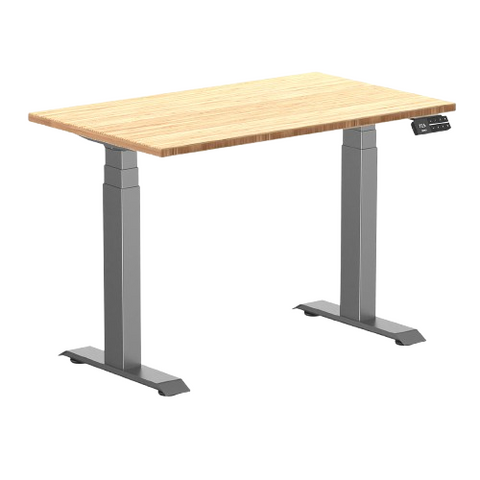 Desky Dual Mini Bamboo Sit Stand Desk 100cm (Bamboo Desktop/Space Grey Frame)