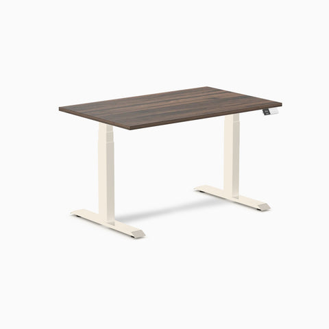 Desky Dual Melamine Sit Stand Desk 120cm Jarrah Legno Desktop and Wheat Frame