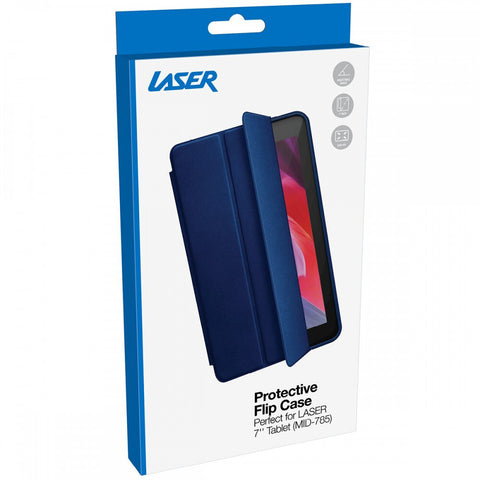 Laser 7" Flip Case Protection Folio Slim Cover For MID-785 Android Tablet Navy
