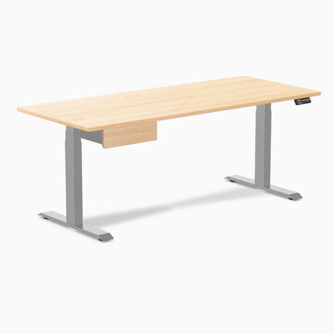 Desky Dual Hardwood Standing Desk With Drawer 180cm Maple Desktop and Grey Frame