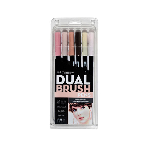 Tombow Dual Brush Pen Marker Drawing/Sketching Set (Portrait) [6-Pieces]