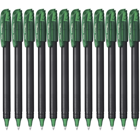 Pentel Box 12 EnerGel BL417 Gel Roller Pen 0.7mm (Green)