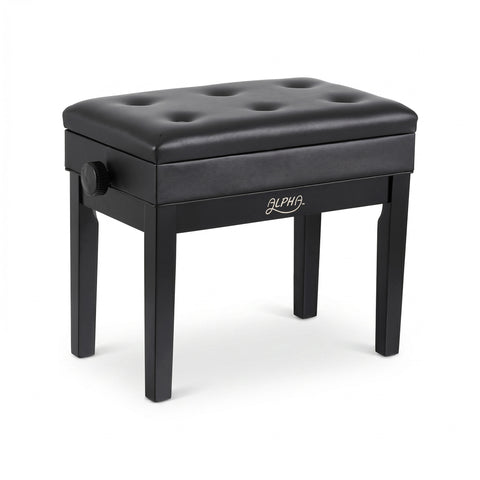 Alpha Adjustable Piano Bench Wooden Keyboard Seat Padded Music Chair Black