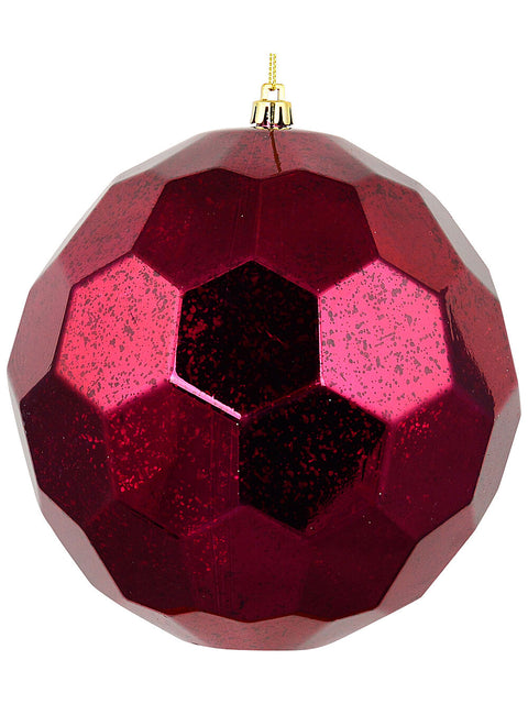 Christmas Warehouse - DECR2619 Dynamic Mercury Red & Burgundy Grand Faceted Hexagon Bauble | 15cm Red