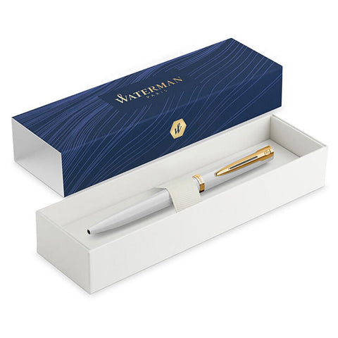 Waterman Impression Ballpoint Pen White Gold Trim Medium