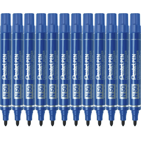 Pentel N50 Permanent Marker Bullet Tip 1.5mm (Blue) [Box 12]