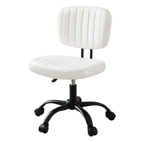 Artiss Armless Office Chair Ergonomic Swivel Home Office Desk Chair PU Leather White