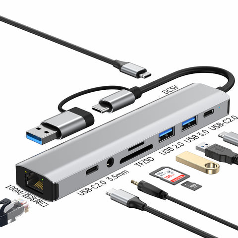SGY 9-in-1 USB-C Docking Station with Detachable Hub (100M Ethernet)
